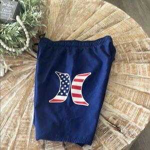Hurley Navy Swim Trunks with Patriotic Logo